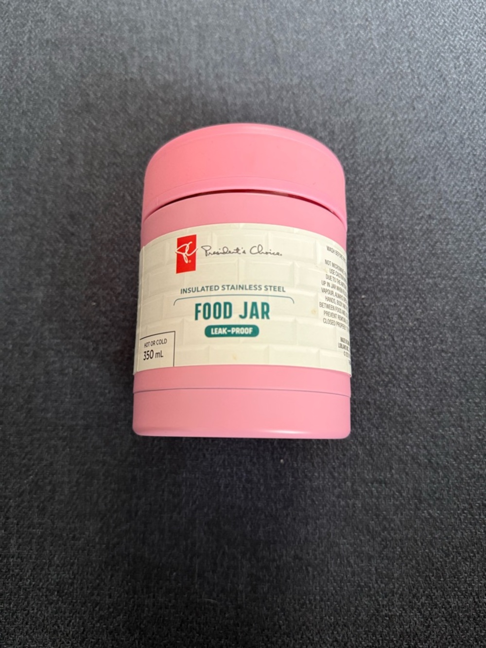 ADD ON / President's Choice 350ml Pink Insulated Food Jar